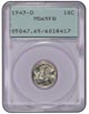 1943-D 10C PCGS MS65FB